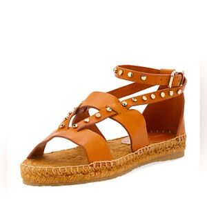Jimmy Choo Denise Leather Espadrille  Studded Sandal
